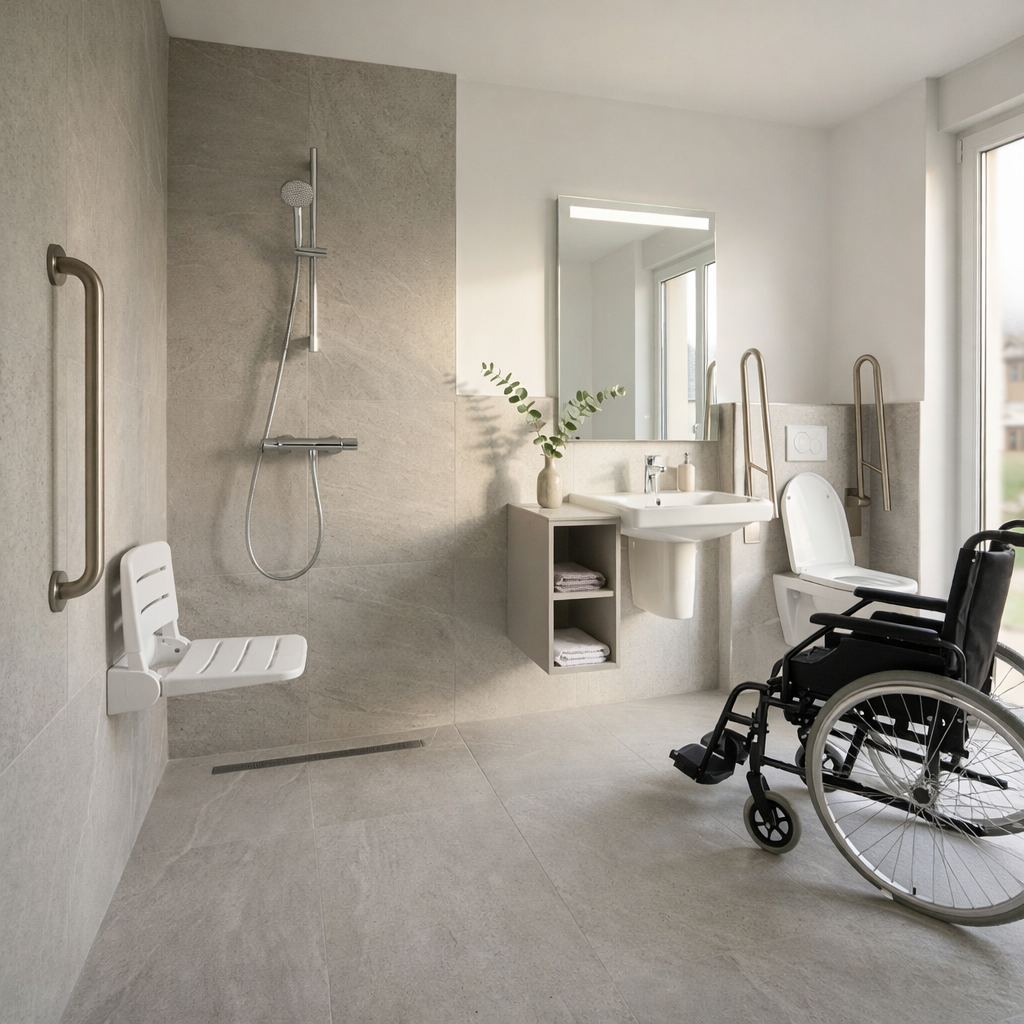 mise aux nomres PMR d'une salle de bain