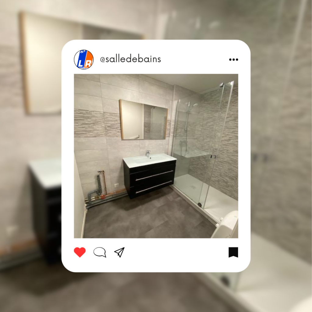 énovation complète de salle de bains moderne avec douche à l'italienne et double vasque à Nogent-sur-Seine