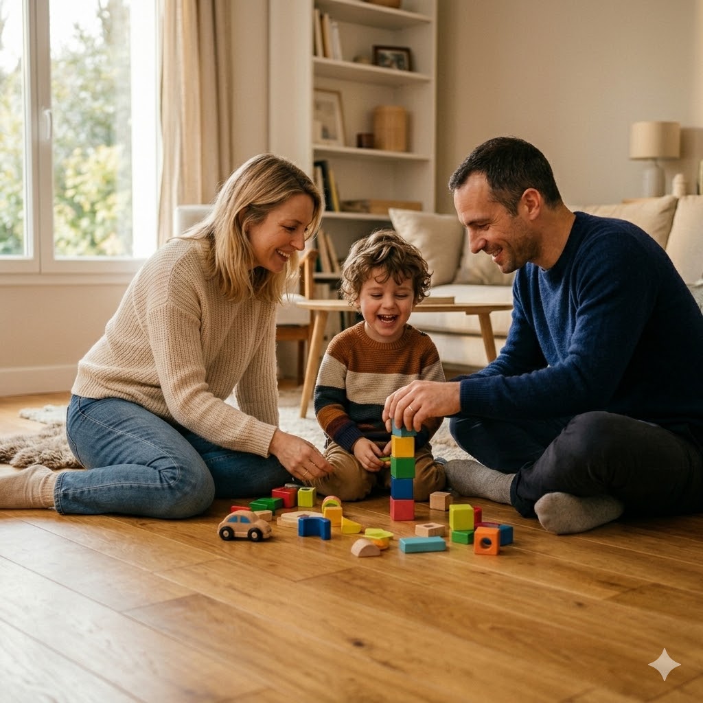 Une famille profite du confort d'un plancher chauffant installé par LR Chauffage à Nogent-sur-Seine